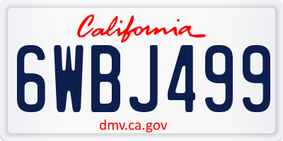 CA license plate 6WBJ499