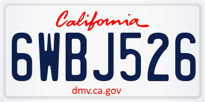 CA license plate 6WBJ526