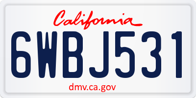 CA license plate 6WBJ531