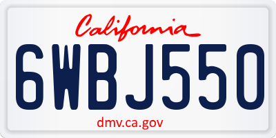 CA license plate 6WBJ550