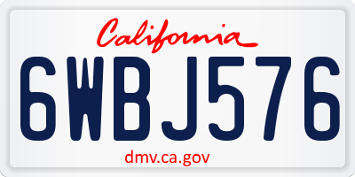 CA license plate 6WBJ576