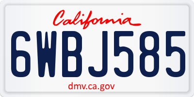 CA license plate 6WBJ585