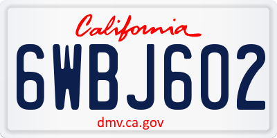 CA license plate 6WBJ602