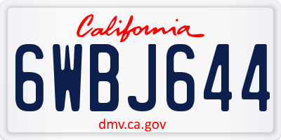CA license plate 6WBJ644