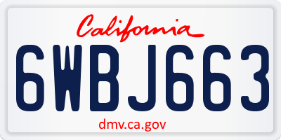 CA license plate 6WBJ663