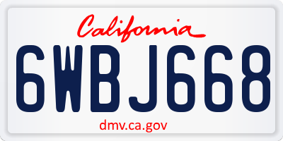 CA license plate 6WBJ668