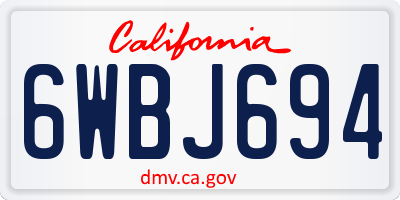 CA license plate 6WBJ694