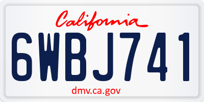CA license plate 6WBJ741