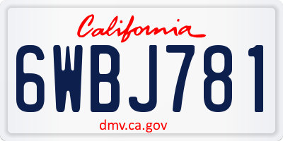 CA license plate 6WBJ781