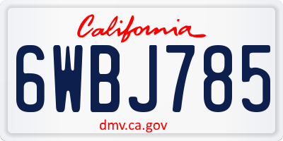 CA license plate 6WBJ785