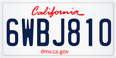 CA license plate 6WBJ810