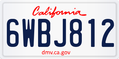 CA license plate 6WBJ812