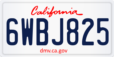 CA license plate 6WBJ825
