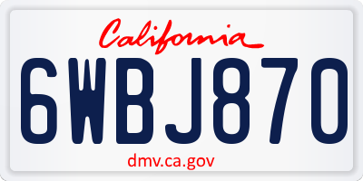 CA license plate 6WBJ870
