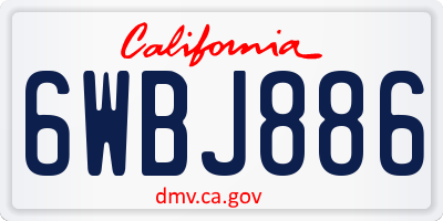 CA license plate 6WBJ886
