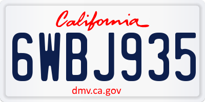 CA license plate 6WBJ935