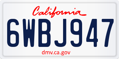 CA license plate 6WBJ947