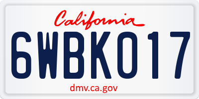 CA license plate 6WBK017