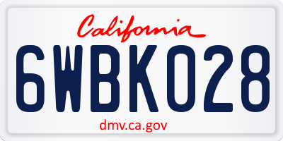 CA license plate 6WBK028