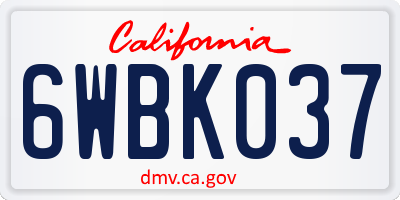 CA license plate 6WBK037