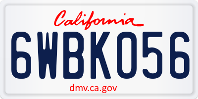 CA license plate 6WBK056
