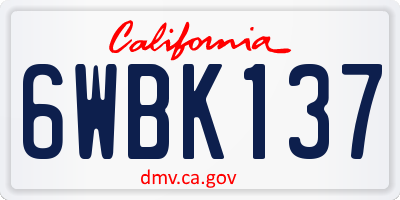 CA license plate 6WBK137