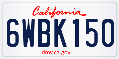 CA license plate 6WBK150