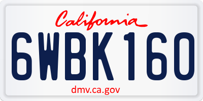 CA license plate 6WBK160