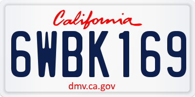 CA license plate 6WBK169