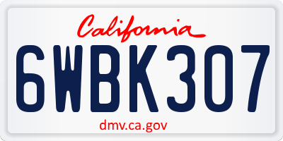 CA license plate 6WBK307