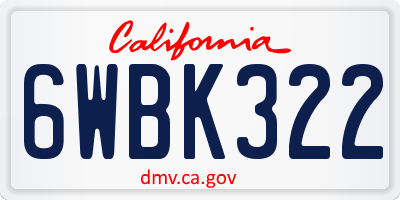 CA license plate 6WBK322