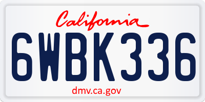 CA license plate 6WBK336