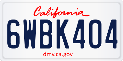CA license plate 6WBK404