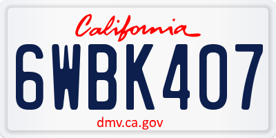 CA license plate 6WBK407