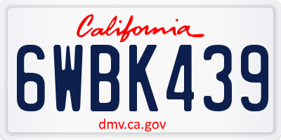 CA license plate 6WBK439