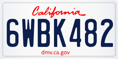 CA license plate 6WBK482