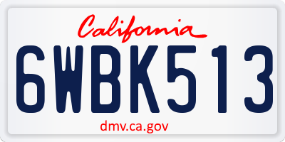 CA license plate 6WBK513