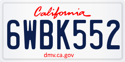 CA license plate 6WBK552