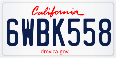 CA license plate 6WBK558