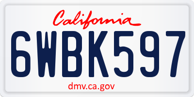 CA license plate 6WBK597