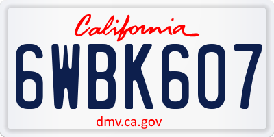 CA license plate 6WBK607