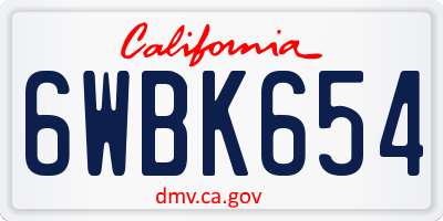 CA license plate 6WBK654