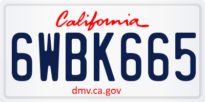 CA license plate 6WBK665