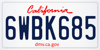 CA license plate 6WBK685