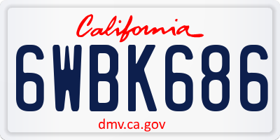 CA license plate 6WBK686