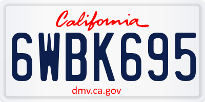 CA license plate 6WBK695