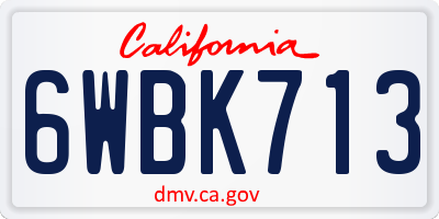 CA license plate 6WBK713