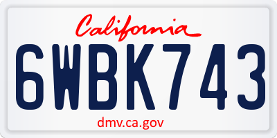 CA license plate 6WBK743