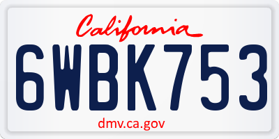 CA license plate 6WBK753