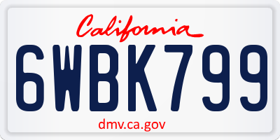 CA license plate 6WBK799